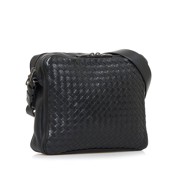 Bottega Veneta - Men - Intrecciato Leather Messenger Bag Black