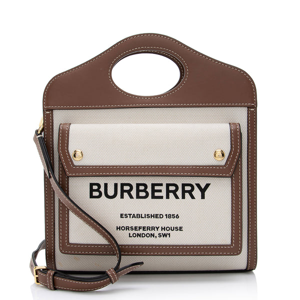 Burberry TB Canvas And Leather Phone Tote Bag New