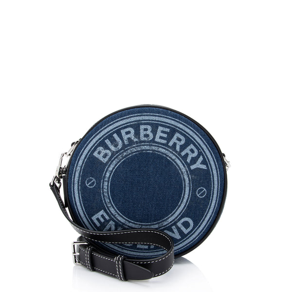 Burberry Denim Leather Logo Graphic Louise Mini Crossbody Bag