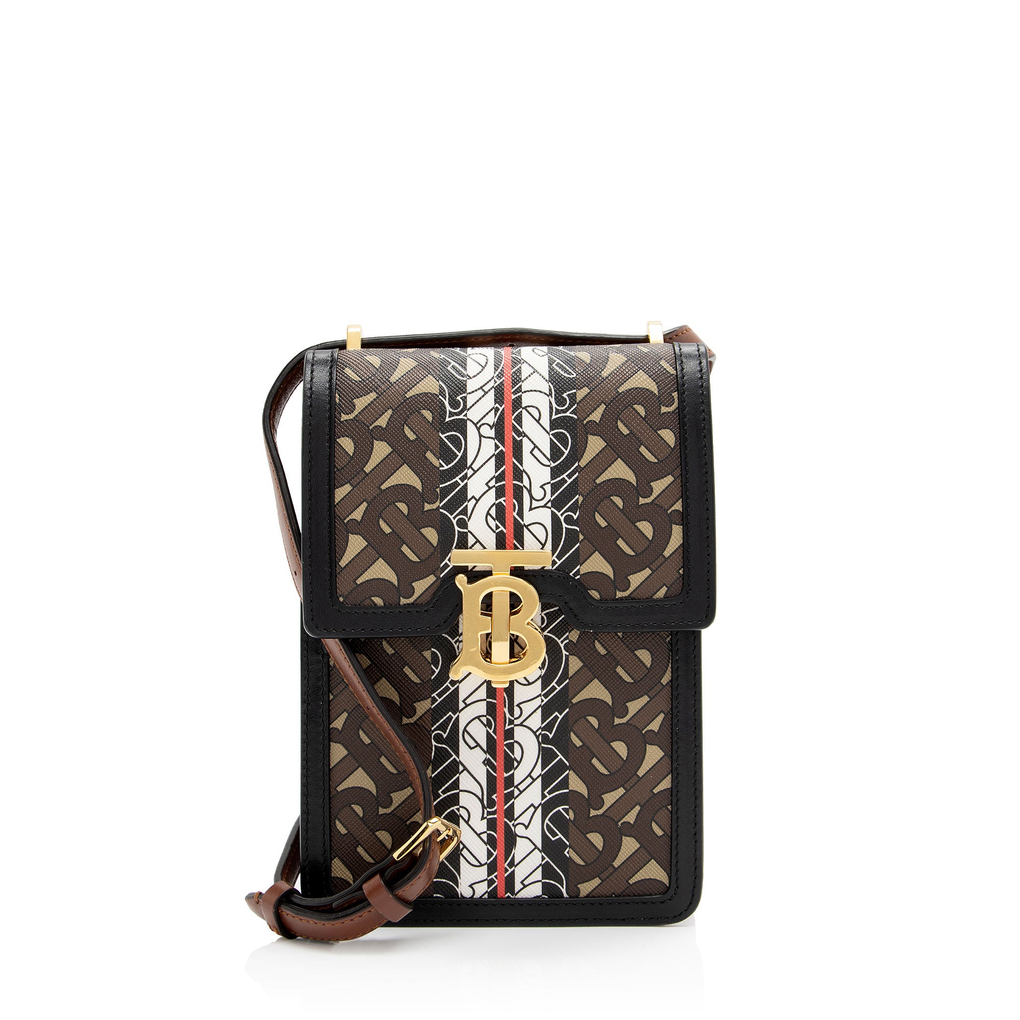 Burberry E-Canvas TB Monogram Stripe Robin Mini Messenger (SHF-dLA5PE)