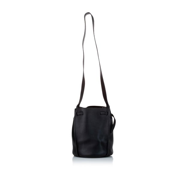 COS Drawstring Leather Bag in Black