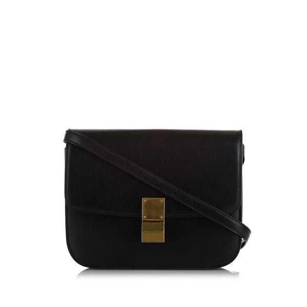 Celine Black Leather Medium Classic Box Shoulder Bag Celine