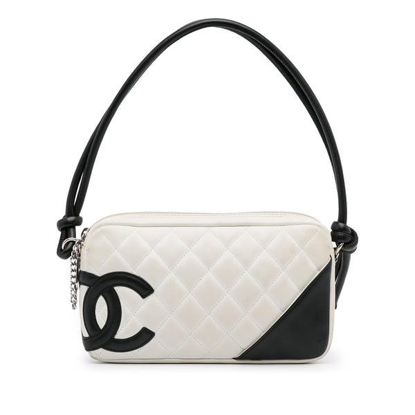 Chanel White Quilted Leather Ligne Cambon Pochette Chanel