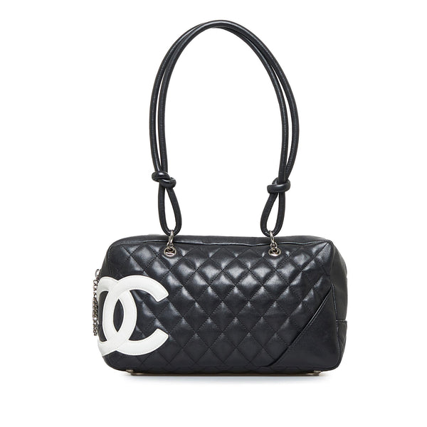 Chanel Red Lambskin Small Luxe Ligne CC Logo Bowler Bag