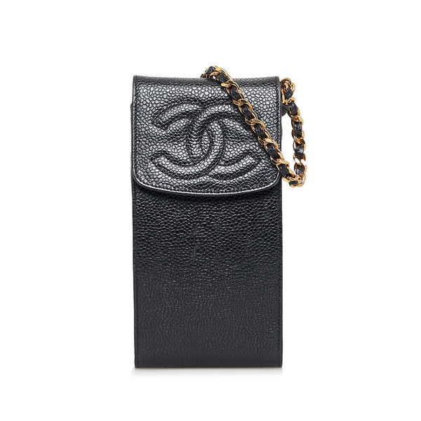 CHANEL cigarette case mini pouch caviar skin black