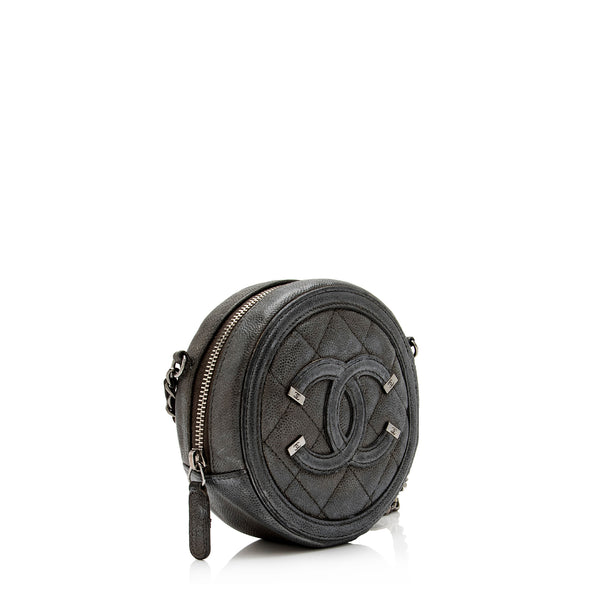 Chanel Round Coin Purse Interlocking CC Logo Coin Pouch - Black