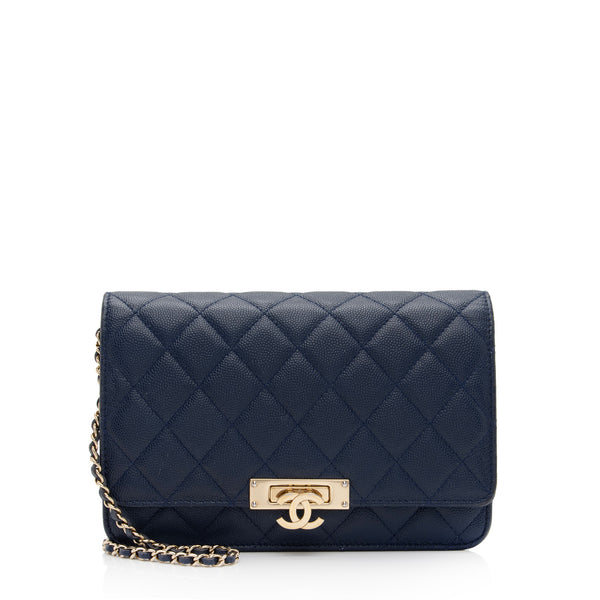 Chanel Heart CC Lock Clutch with Chain Black Lambskin Gold