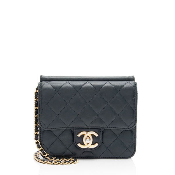 Chanel Quilted Lambskin Leather Micro Mini Flap