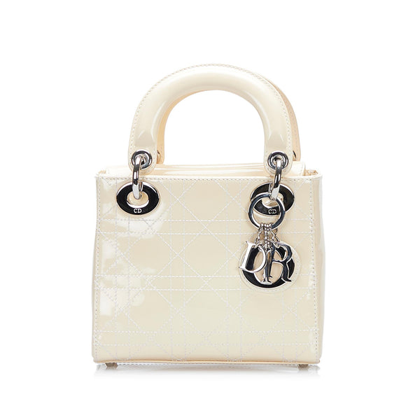 CHRISTIAN DIOR LOGO CHAIN WHITE MINI POCHETTE