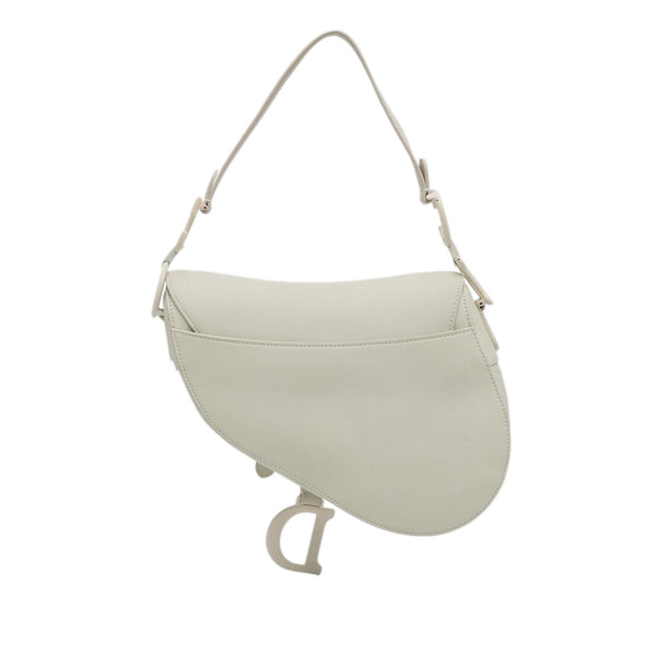 Dior White Leather Ultra-Matte Saddle Shoulder Bag Dior