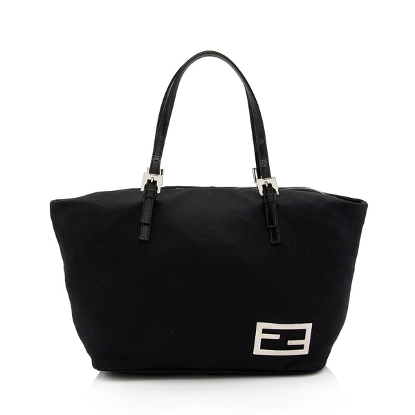 Vintage: Fendi Fabric with FF Monogram Mini-Tote with Silver