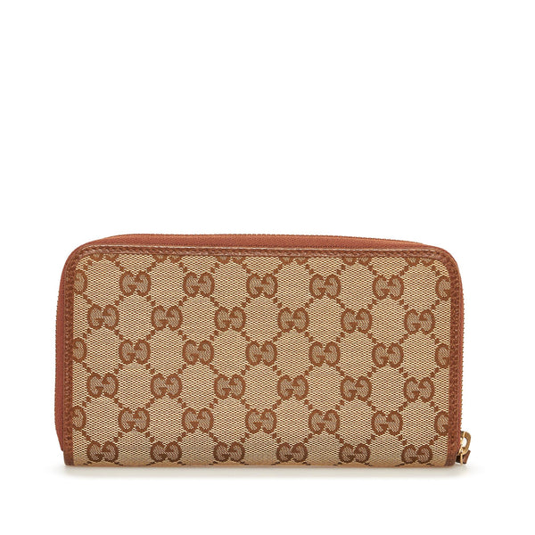 Gucci Original GG Canvas French Wallet in Beige and Red