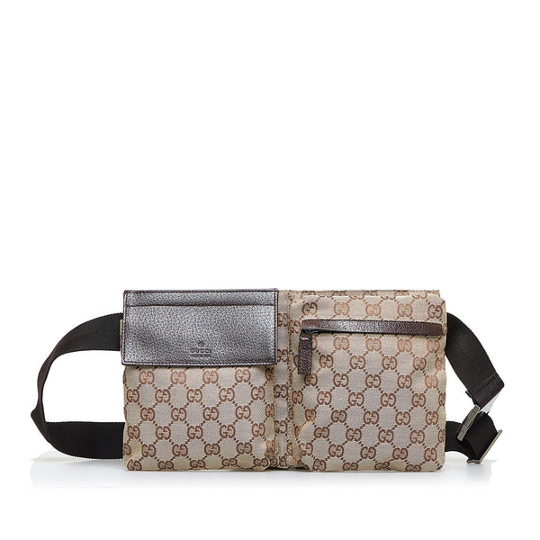 Gucci GG Canvas Web Double Pocket Belt Bag (SHG-AZ2VIh) – LuxeDH