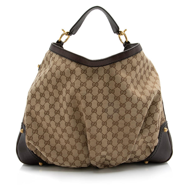 Gucci Large JOCKEY Hobo Beige Ebony