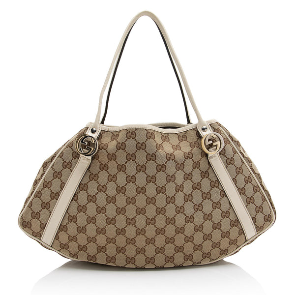 GUCCI Medium Abbey GG Canvas Shoulder Bag Beige 130736