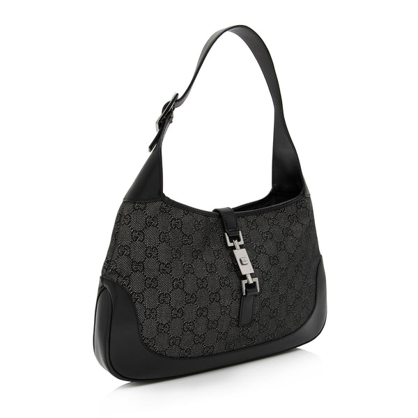 Gucci Black Denim Jackie Shoulder Bag Hobo 