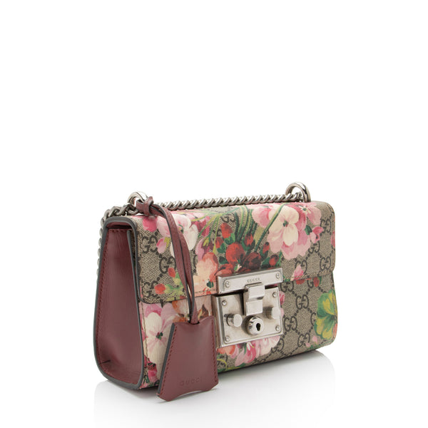 Gucci GG Supreme Blooms Padlock Small Shoulder Bag (SHF-6zv2gD 