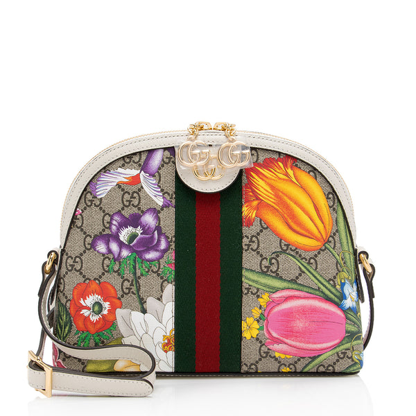 Gucci GG Supreme Flora Ophidia Dome Small Shoulder Bag (SHF-TpkXKT