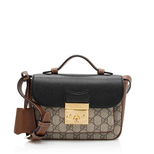 Gucci Padlock Saddle Shoulder Bag GG Coated Canvas and Leather Small