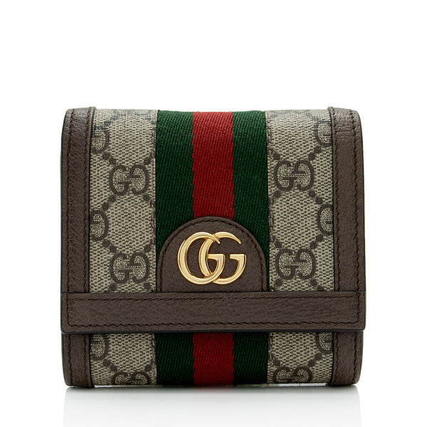 Ophidia GG Leather Wallet in Brown - Gucci