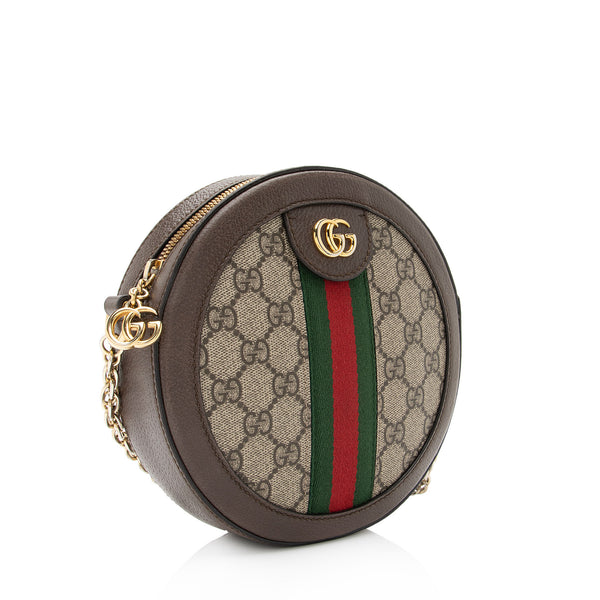 A Gucci Ophidia Round Coin Purse GG Coated Canvas 