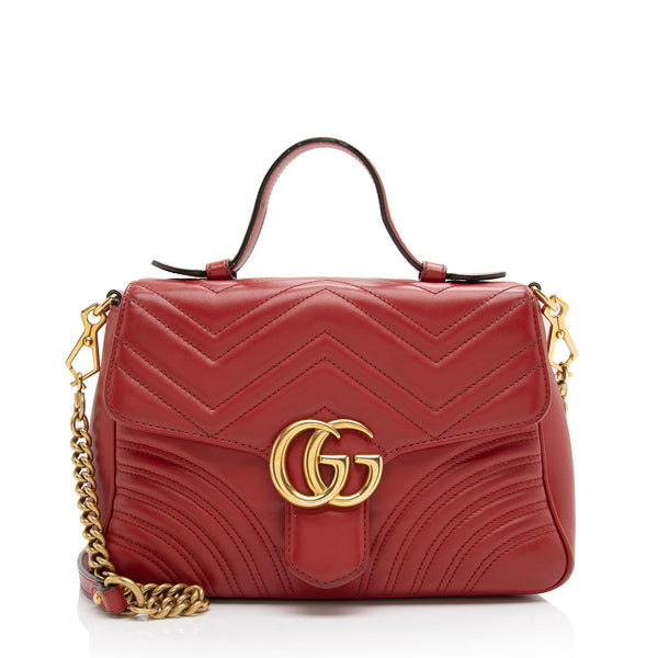 Gucci Marmont Matelasse Shoulder Bag Mini GG Metallic Red/Pink in Calfskin  Leather with Antique Gold-tone - US