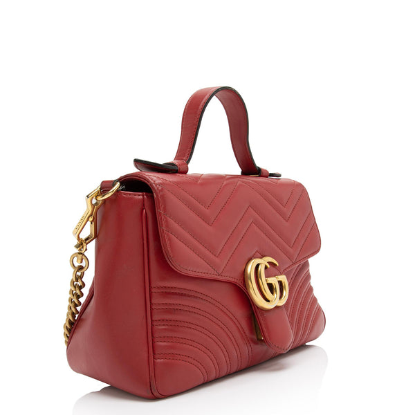 Gucci Marmont Top Handle Small Red Calfskin