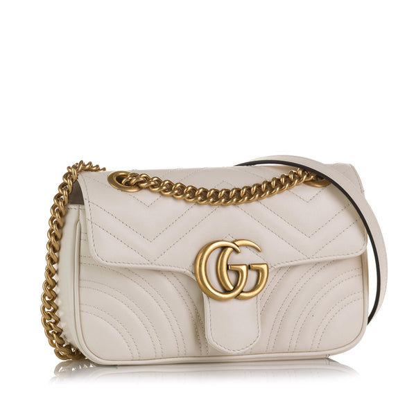 White Gucci Small GG Marmont Matelasse Crossbody