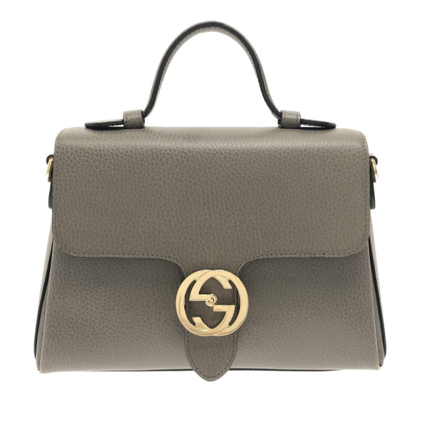 Gucci Grey Leather Medium Interlocking G Top Handle Bag Gucci