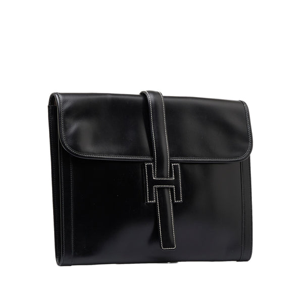 Black Hermes Jige GM Clutch Bag