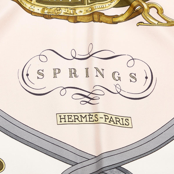 Hermès Hermès Springs Springs Twilly Silk Scarf-Rose Red/Green