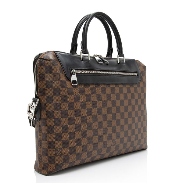 Porte documents jour leather weekend bag Louis Vuitton Brown in