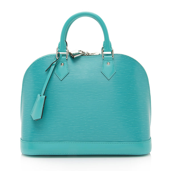 Louis Vuitton Alma Bb Turquoise Patent Leather Handbag (Pre-Owned)