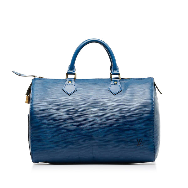 LOUIS VUITTON EPI Leather Blue Speedy 30 Satchel Bag