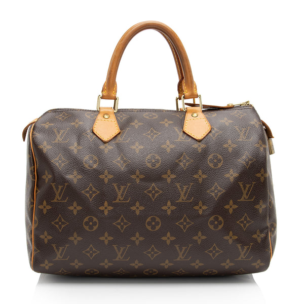 Louis Vuitton Speedy 30 Monogram Canvas Satchel Bag Brown