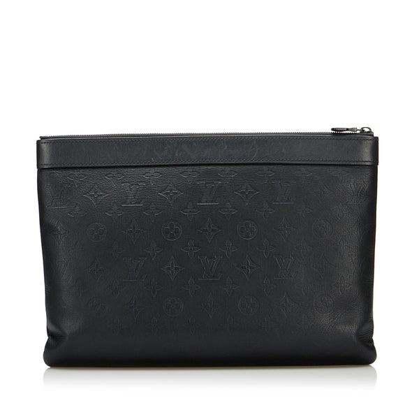 Louis Vuitton Discovery Pochette Monogram Shadow PM Black in Calf