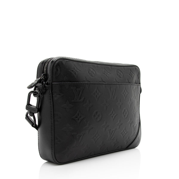 Louis Vuitton Duo Messenger Bag Black Monogram-Embossed Calf