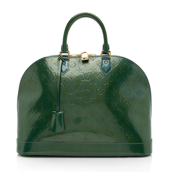 Louis Vuitton Metallic Green Monogram Vernis Alma BB Bag