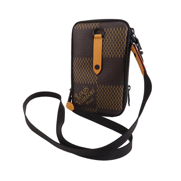 Louis Vuitton x Nigo Double Phone Pouch Damier Ebene Giant Brown in Coated  Canvas with Black-tone - US