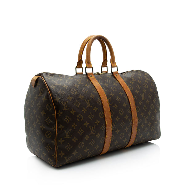 Pre-owned Louis Vuitton Keepall Light Up Leather Travel Bag In