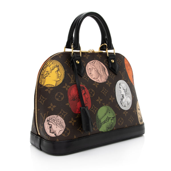 Louis Vuitton x Fornasetti Brown Monogram Coated Canvas & Black Calfskin Leather