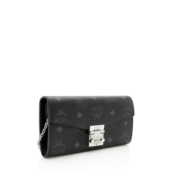 MCM Millie Flap Visetos Wallet On Chain Black