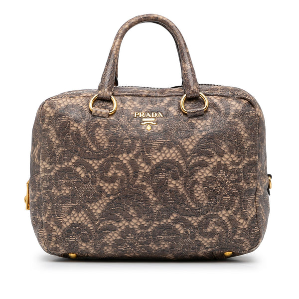 Prada Lace Print Bauletto Handbag (SHG-GwbtwK) – LuxeDH