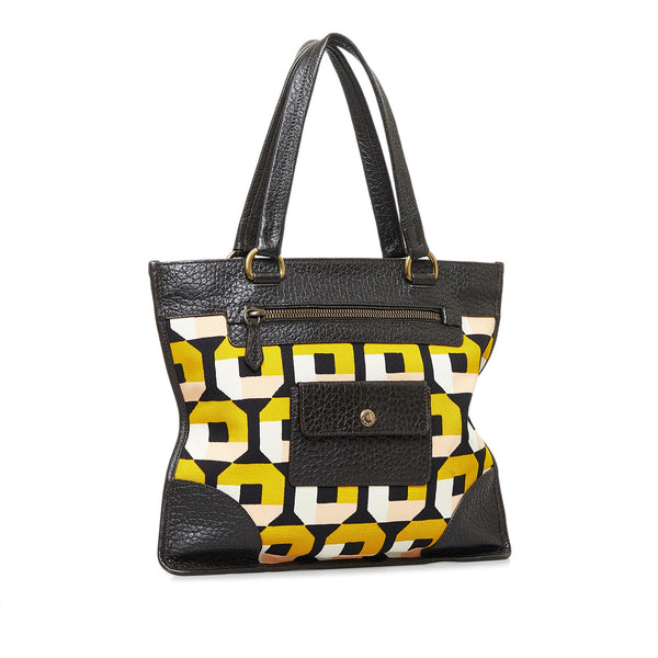 PRADA, Logo Printed Canvas Tote Bag in Black