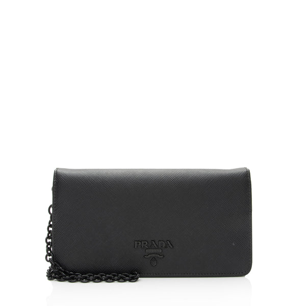 Wallet On Chain Saffiano Leather Black