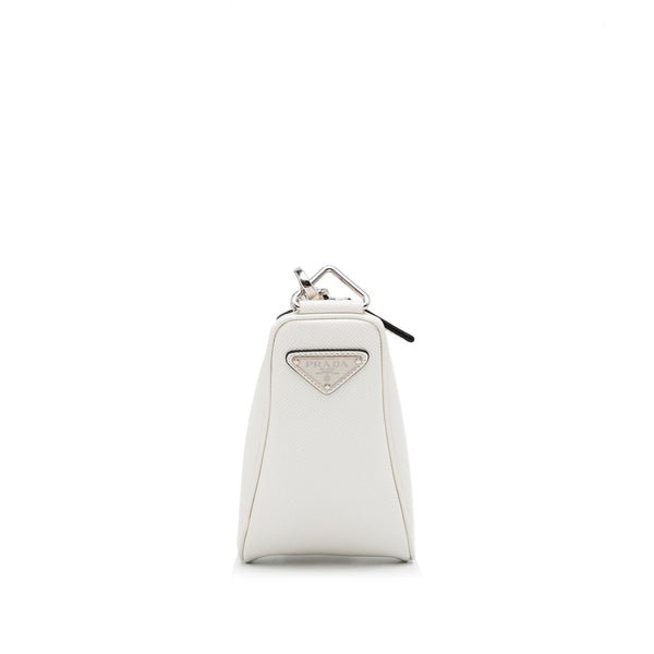Prada White Saffiano Leather Mini Promenade Crossbody Bag Prada