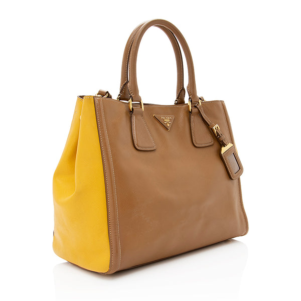 Prada, Bags, Prada Galleria Saffiano Leather Bag Size Small Bicolor Tan  And Black