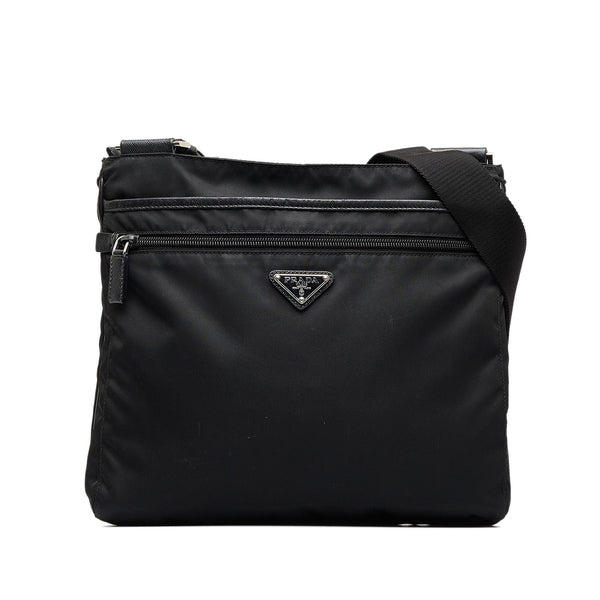  Prada Tessuto Black Nylon Leather Trim Shopping Tote