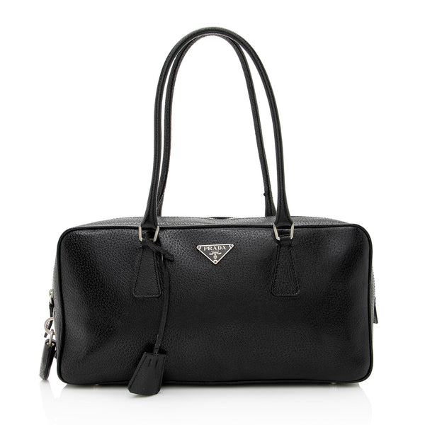 Prada Bauletto Bag Saffiano Leather Black Medium