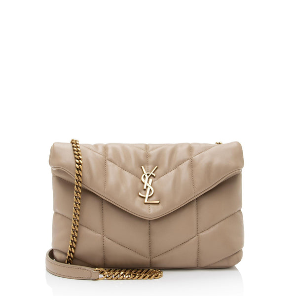 Yves Saint Laurent Beige Clutch Bag Second YSL Logo Leather With Dust Bag